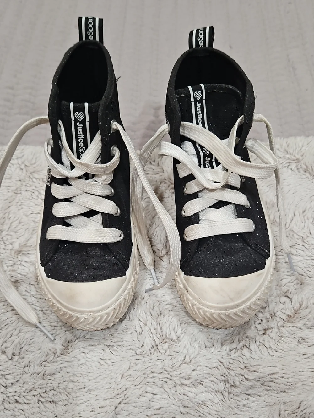 Justice Kids Black and White High-Top Sneakers
